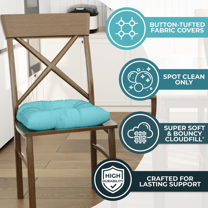 Klear Vu وسائد كراسي طعام غير قابلة للانزلاق من كليار فيو، مبطنة بشكل زائد، عالمية للاستخدام في المطبخ أو المكتب، وسادة مقعد على شكل U، 17x17 بوصة، 2 قطعة (عبوة من 1)، لون تركوازي - Image 2